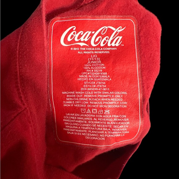 I Love Coke T-Shirt Coca Cola Size Junior L (11/13) - Picture 3 of 3